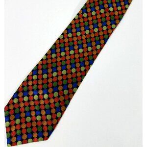 Gianni Orvietto Mens Necktie Silk Multicolor Polka Dot Tie Made In Italy 61"